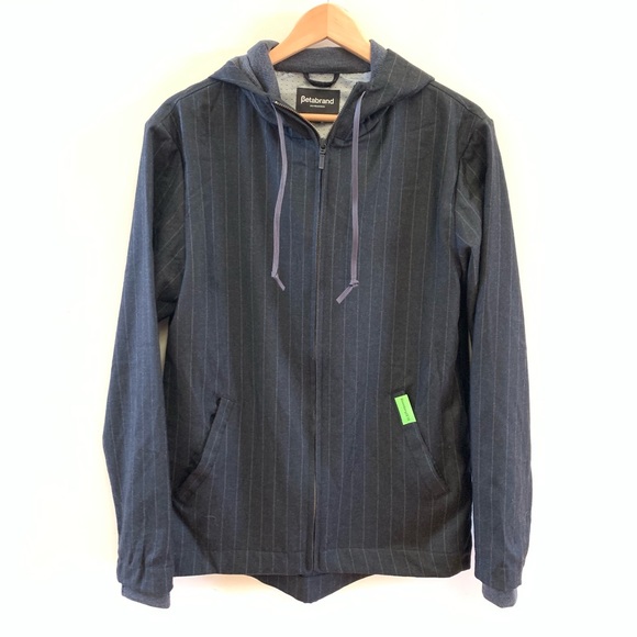 Betabrand Gray Pinstripe Executive Hoodie Medium - Picture 2 of 6